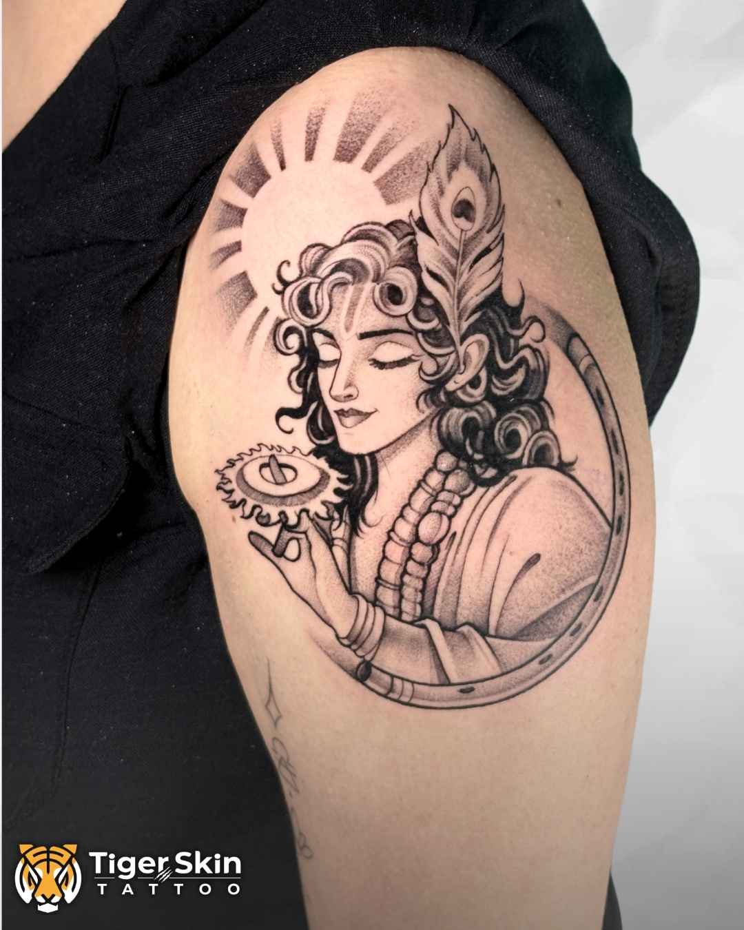 Devotional portrait tattoo in Thane by Swarain Pawar